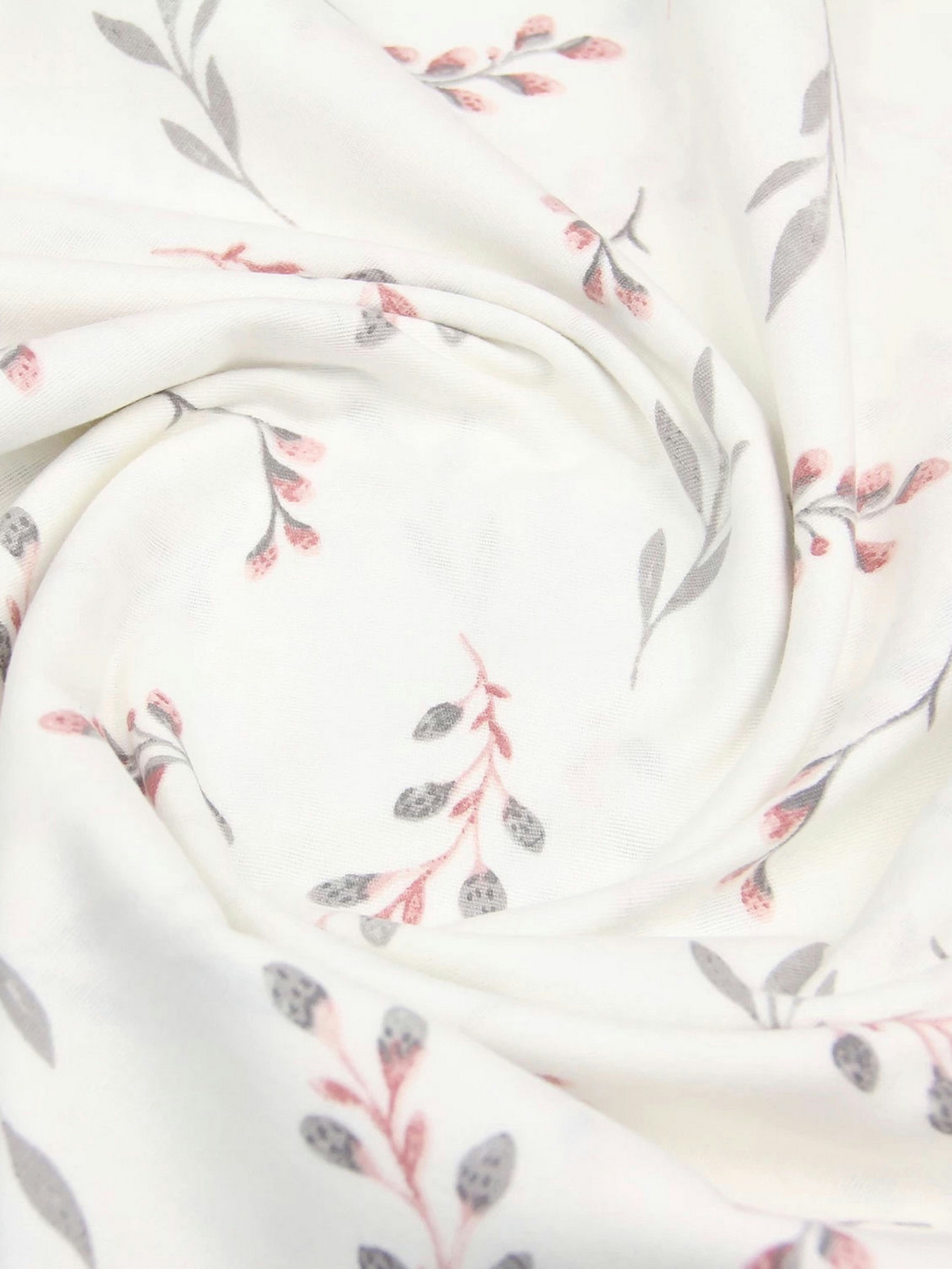 Простирадло на резинці фланель PINE BRANCHLETS Cosas модель Flannel_BudRoseGray_60x120x12 Фото