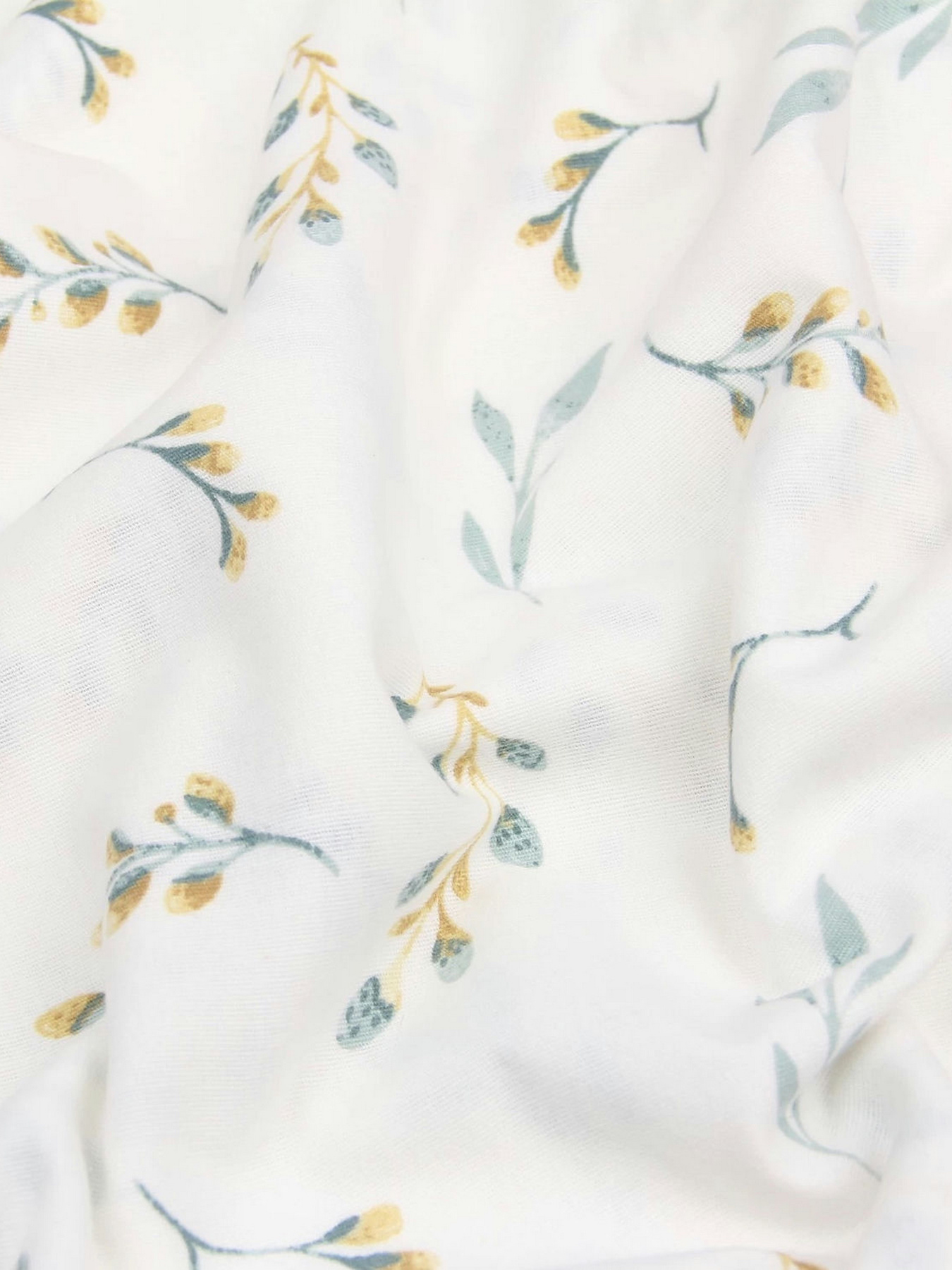 Простынь на резинке фланель PINE BRANCHLETS Cosas модель Flannel_BudYellowMint_60x120x12 Фото