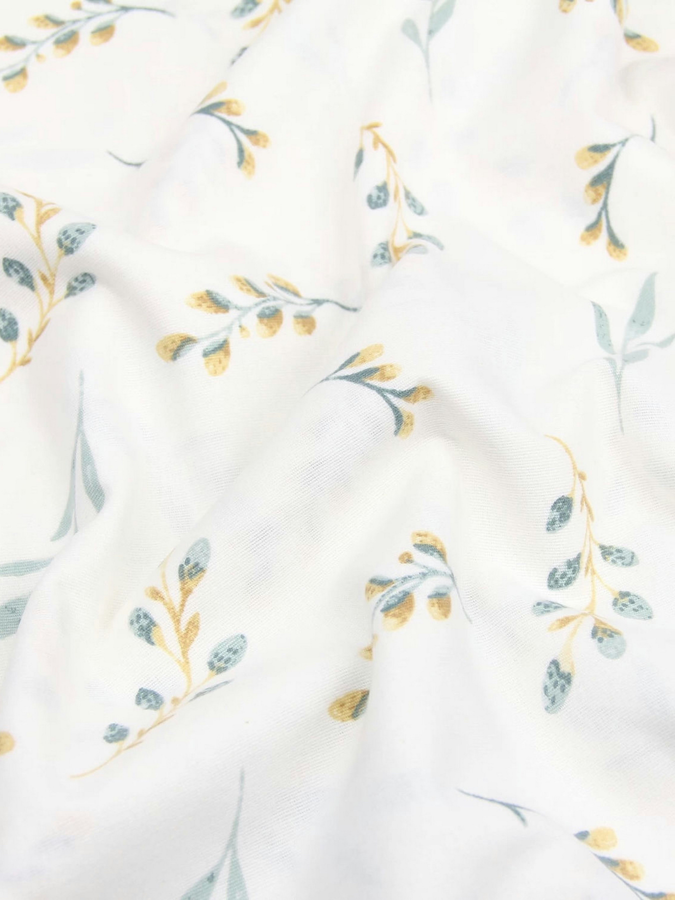 Простынь на резинке фланель PINE BRANCHLETS Cosas модель Flannel_BudYellowMint_60x120x12 Фото