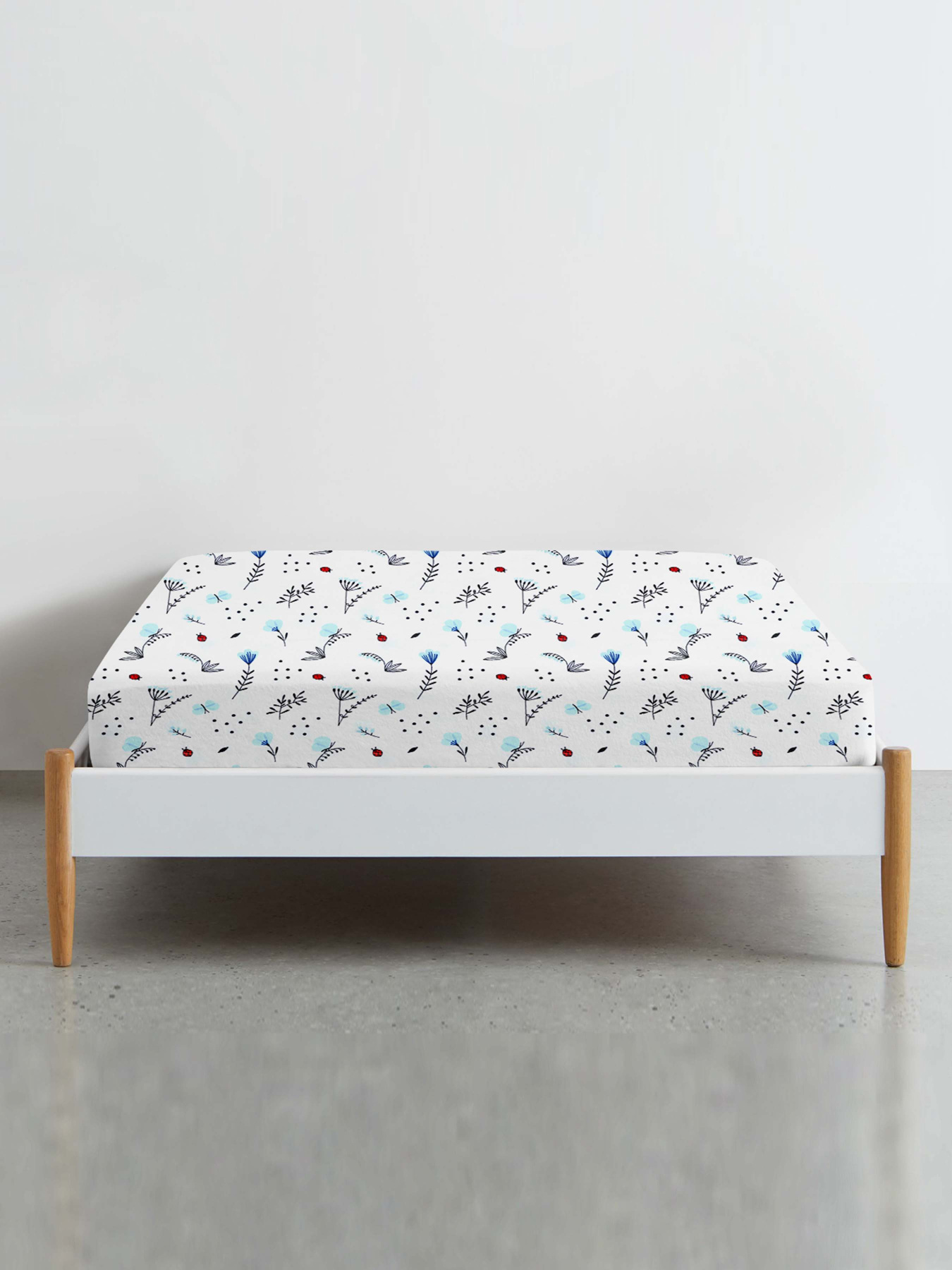 Простирадло на резинці фланель BLUE WILDFLOWERS Cosas модель Flannel_BushLightBlue_60x120x12 Фото