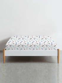 Простирадло на резинці фланель BLUE WILDFLOWERS Cosas модель Flannel_BushLightBlue_60x120x12 Фото