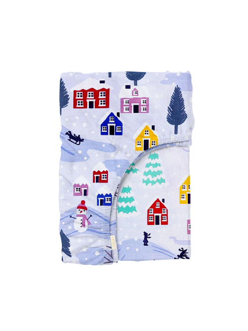 Простирадло на резинці фланель SNOWMAN Cosas модель Flannel_Snowman_60x120x12 Фото