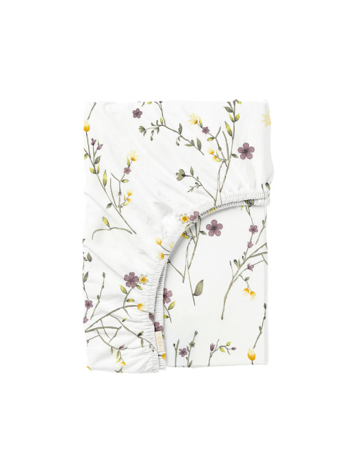 Простынь на резинке ранфорс WAXFLOWER Cosas модель FlowerFoliageViolet_120 Фото