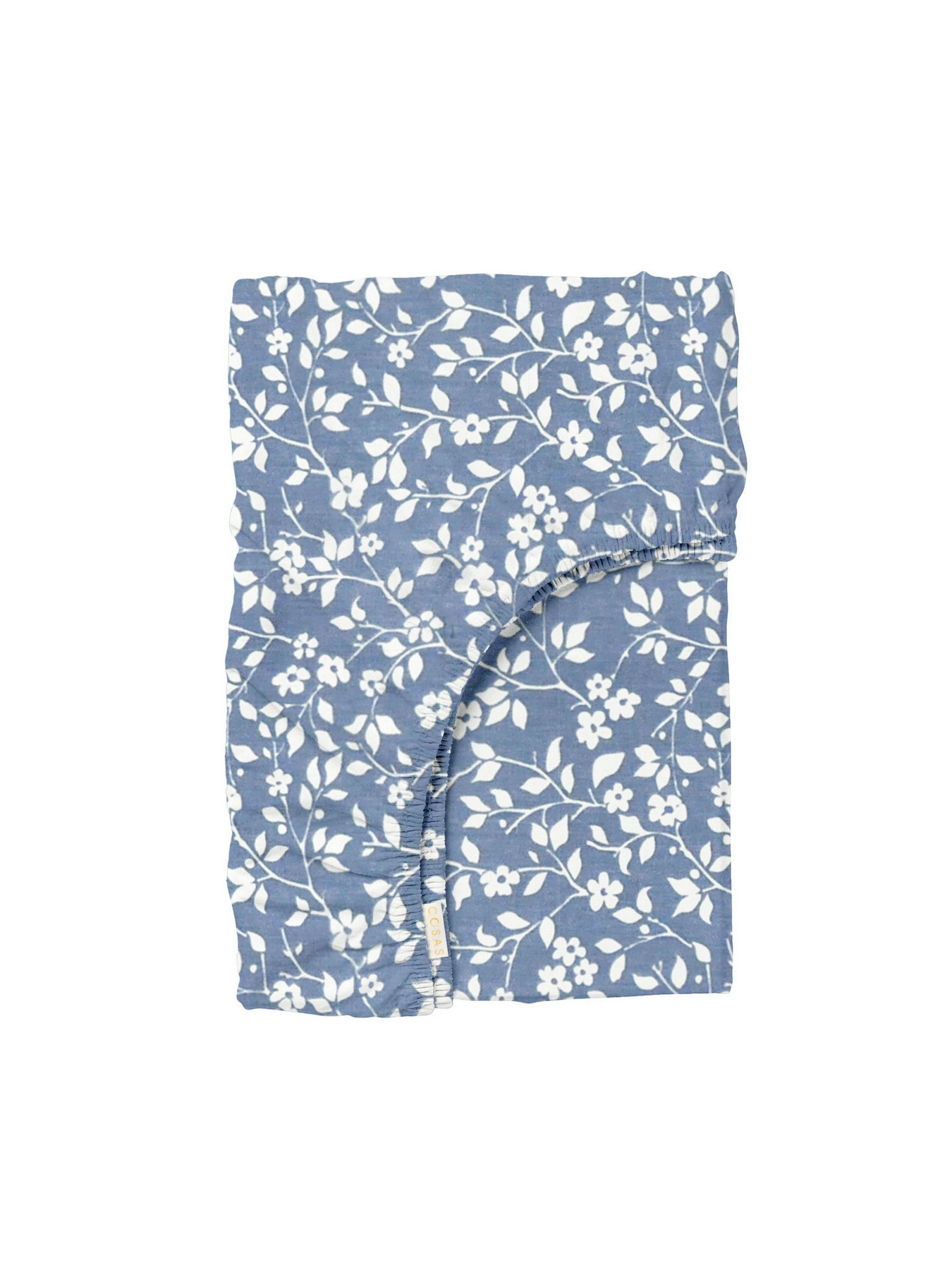 Простирадло на резинці ранфорс FLOWERS Cosas модель FlowersWhiteBlue_120 Фото
