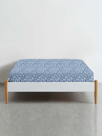 Простирадло на резинці ранфорс FLOWERS Cosas модель FlowersWhiteBlue_120 Фото