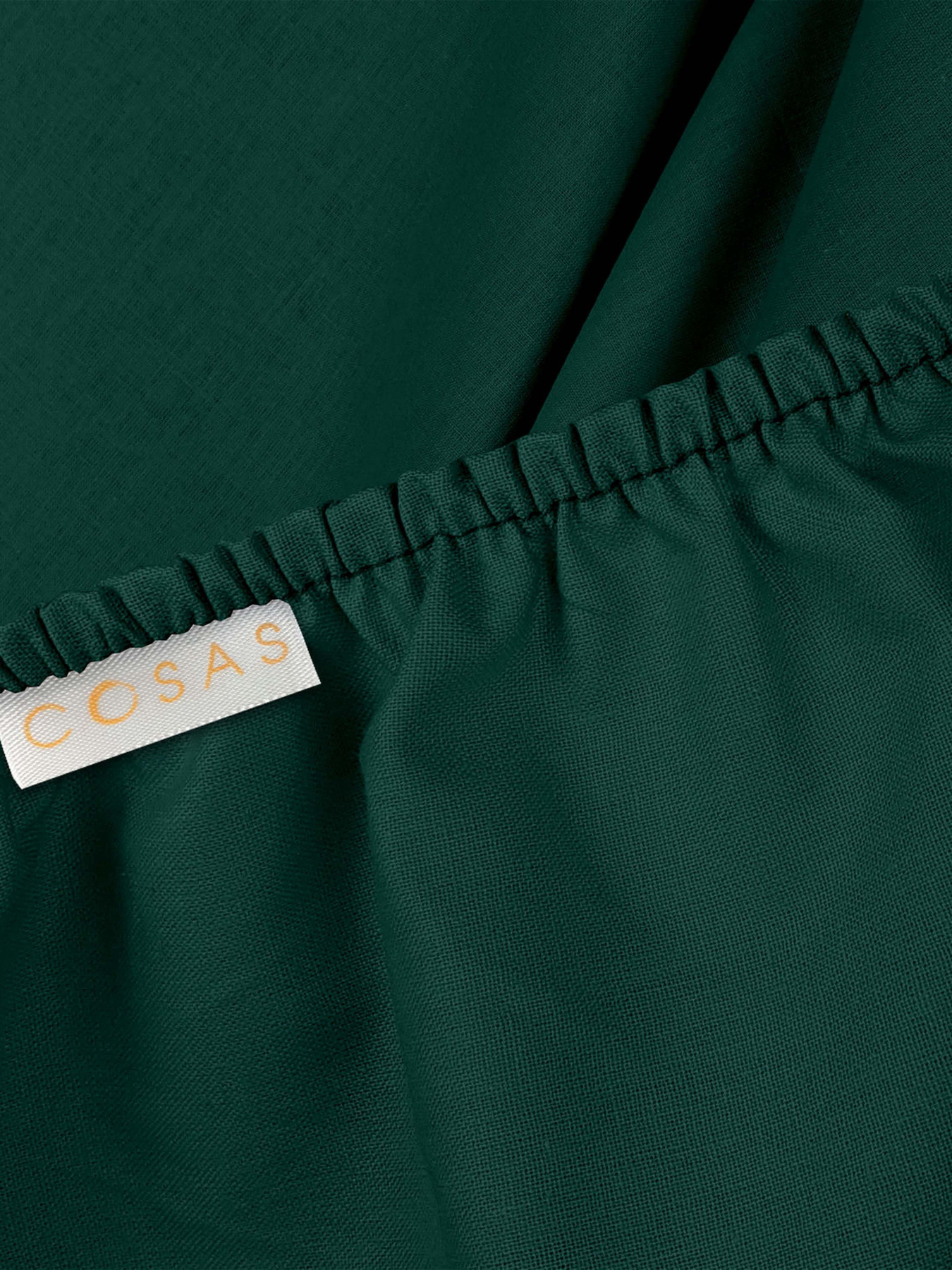 Простынь на резинке ранфорс PINE Cosas модель GreenDark91_120x200x20 Фото