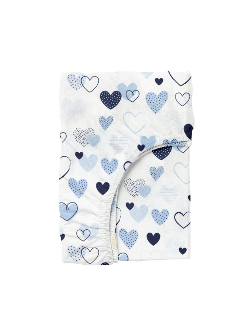 Простирадло на резинці ранфорс LOVE Cosas модель LoveBlueWhite_120 Фото