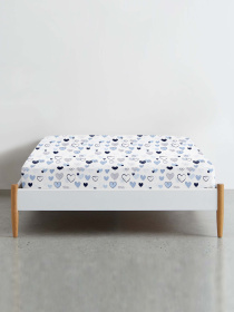 Простынь на резинке ранфорс LOVE Cosas модель LoveBlueWhite_120 Фото