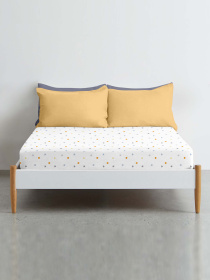 Простирадло на резинці ранфорс LOVE Cosas модель LoveStarGreyYellow_120 Фото