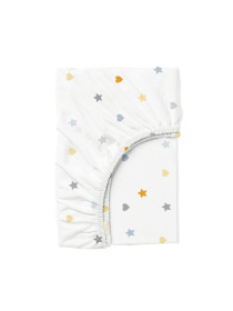 Простынь на резинке ранфорс LOVE Cosas модель LoveStarGreyYellow_120 Фото