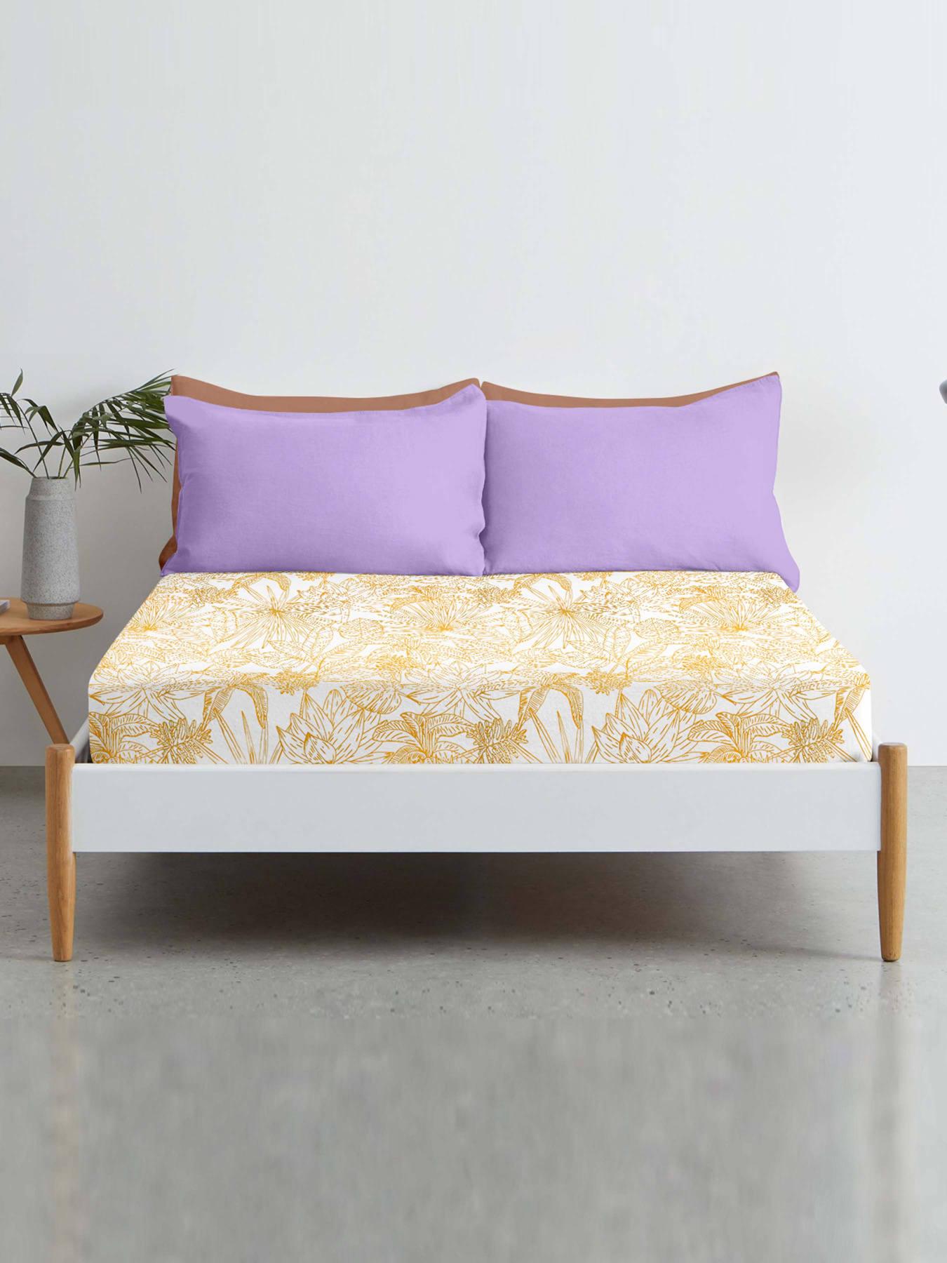 Простынь на резинке ранфорс TROPICAL LEAVES Cosas модель PetalsYellow_120 Фото