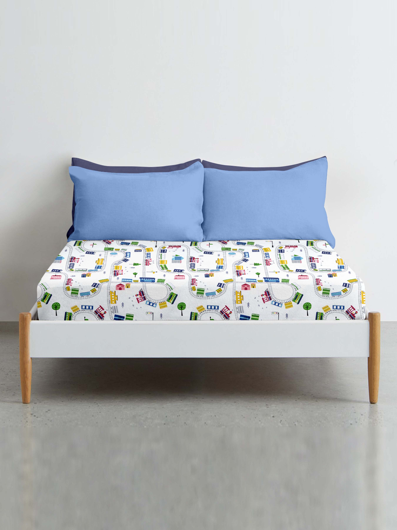 Простирадло на резинці ранфорс RAILWAY Cosas модель Railway_120 Фото