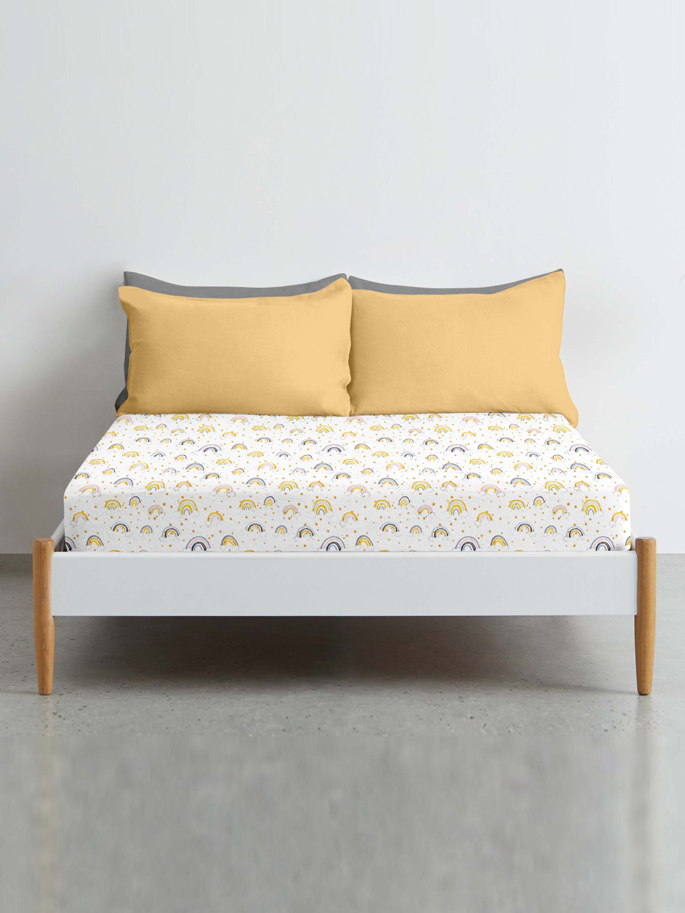 Простирадло на резинці ранфорс RAINBOW STAR YELLOW Cosas модель RainbowStarYellow_120 Фото