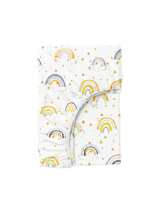 Простынь на резинке ранфорс RAINBOW STAR YELLOW Cosas модель RainbowStarYellow_120 Фото