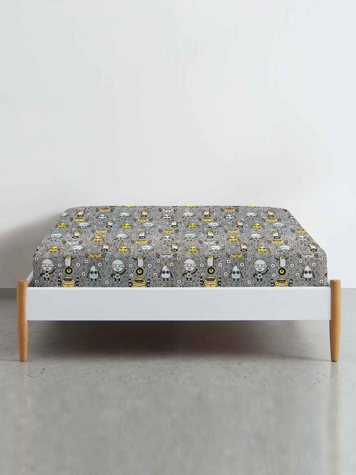 Простирадло на резинці ранфорс ROBOTS Cosas модель RobotsMinionsGrey_120 Фото