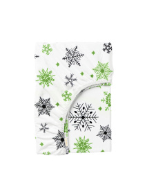 Простынь на резинке ранфорс SNOWFLAKES Cosas модель SnowflakesGreenGreyWhite_120 Фото