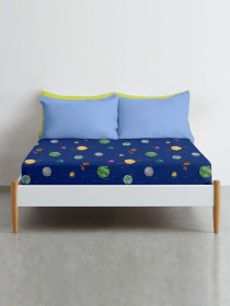 Простирадло на резинці ранфорс SPACE Cosas модель SpaceSolarSystemBlue_120 Фото