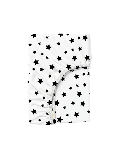 Cosas ­Простирадло на резинці ранфорс BLACK STARS модель StarBlackWhite-3009_100x200x20 - фото