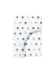 Простынь на резинке ранфорс BLUE STARFALL Cosas модель StarClGreyBlue_120x200x20 Фото
