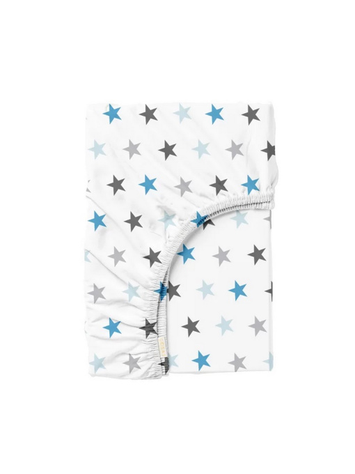 Простынь на резинке ранфорс BLUE STARFALL Cosas модель StarClGreyBlue_120x200x20 Фото