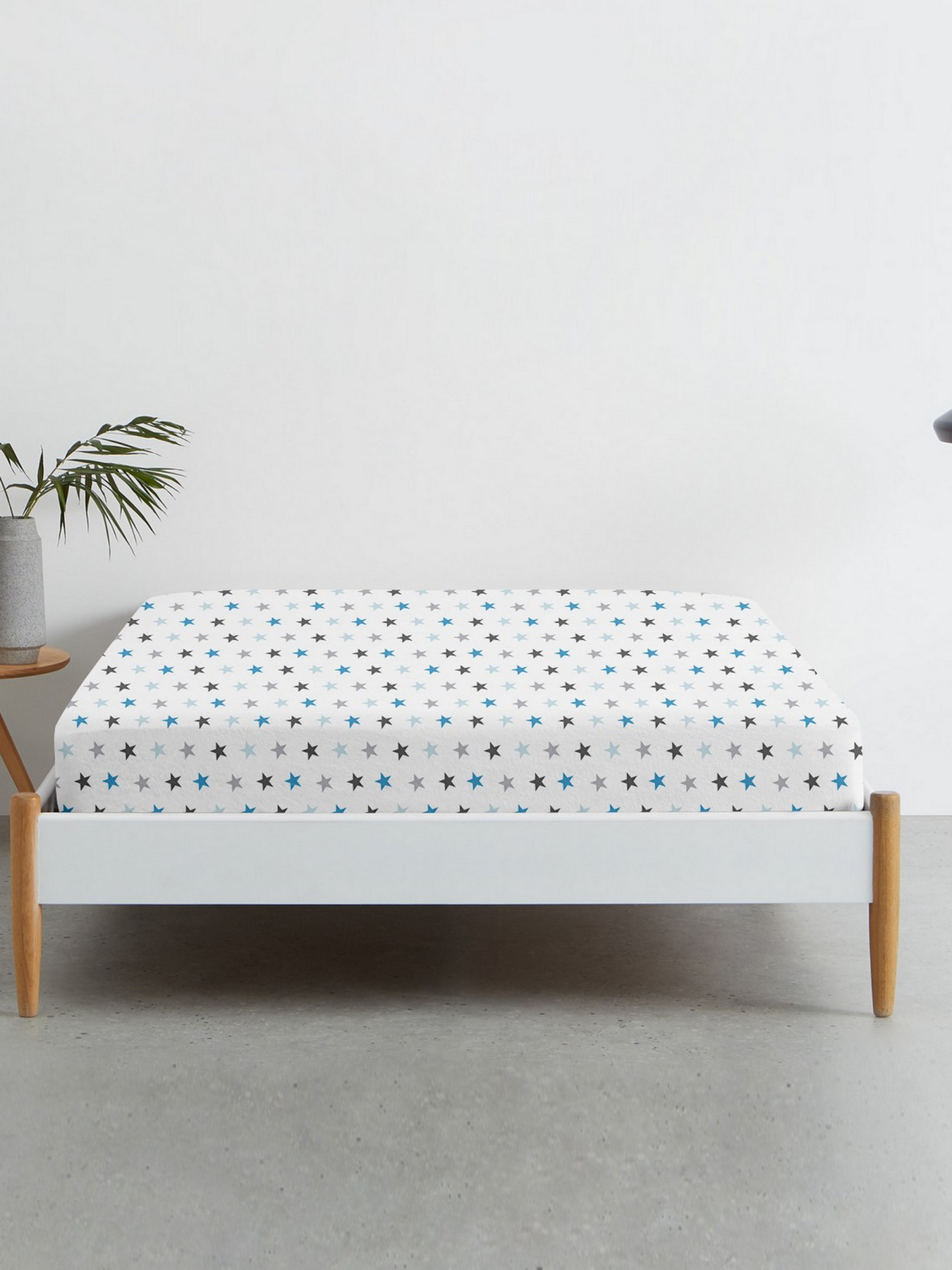 Простирадло на резинці ранфорс BLUE STARFALL Cosas модель StarClGreyBlue_120x200x20 Фото