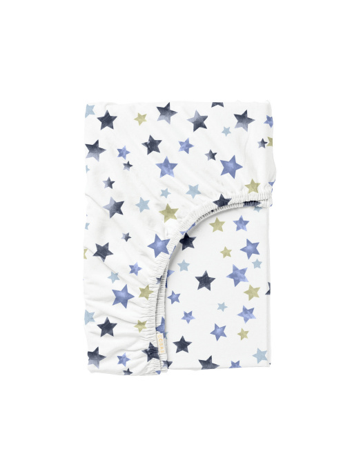 Простынь на резинке ранфорс STARFALL Cosas модель StarfallGreyBlue_120 Фото