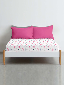 Простынь на резинке ранфорс STARFALL Cosas модель StarfallGreyRose-3145_80x160x20 Фото