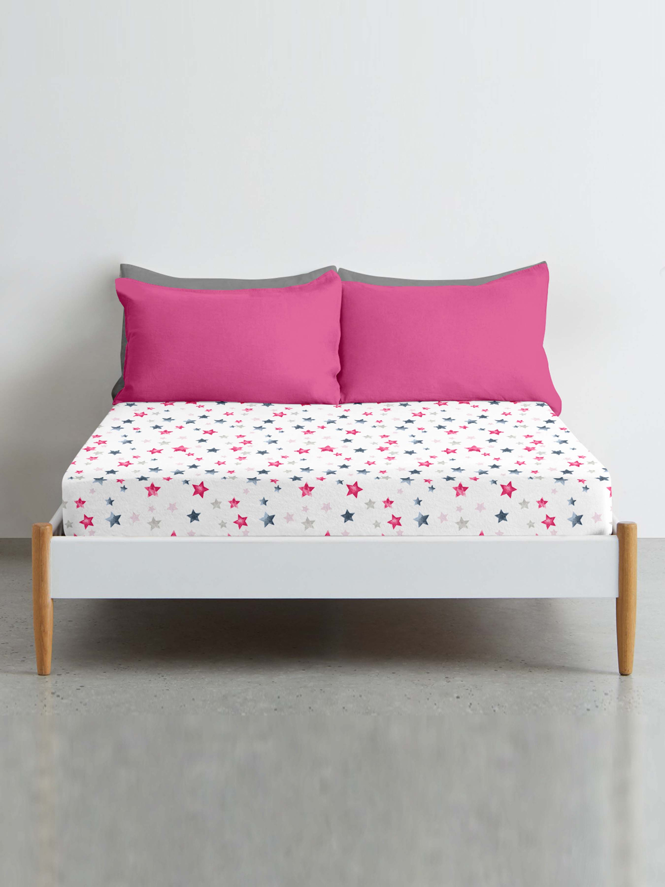 Простынь на резинке ранфорс STARFALL Cosas модель StarfallGreyRose-3145_80x160x20 Фото