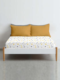 Простирадло на резинці ранфорс STARFALL Cosas модель StarfallGreyYellow_120 Фото