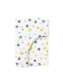 Простирадло на резинці ранфорс STARFALL Cosas модель StarfallGreyYellow_120 Фото