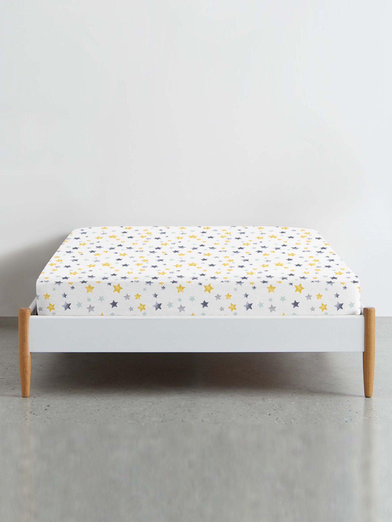 Простынь на резинке ранфорс STARFALL Cosas модель StarfallGreyYellow_120 Фото