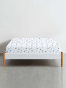 Простирадло на резинці ранфорс GREY STARS Cosas модель StarGreyBlue_100x200x20 Фото