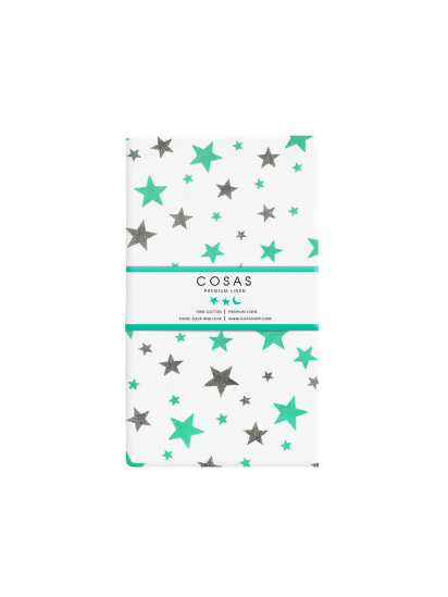 Cosas ­Простирадло на резинці ранфорс MINT STARS модель StarMint_100x200x20 - фото