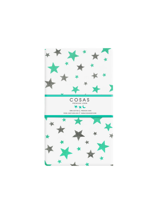 Простынь на резинке ранфорс MINT STARS Cosas модель StarMint_120 Фото