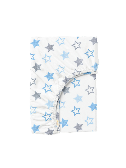 Простынь на резинке ранфорс CLEAR STARS Cosas модель StarsClGreyBlue-3139_80x160x20 Фото