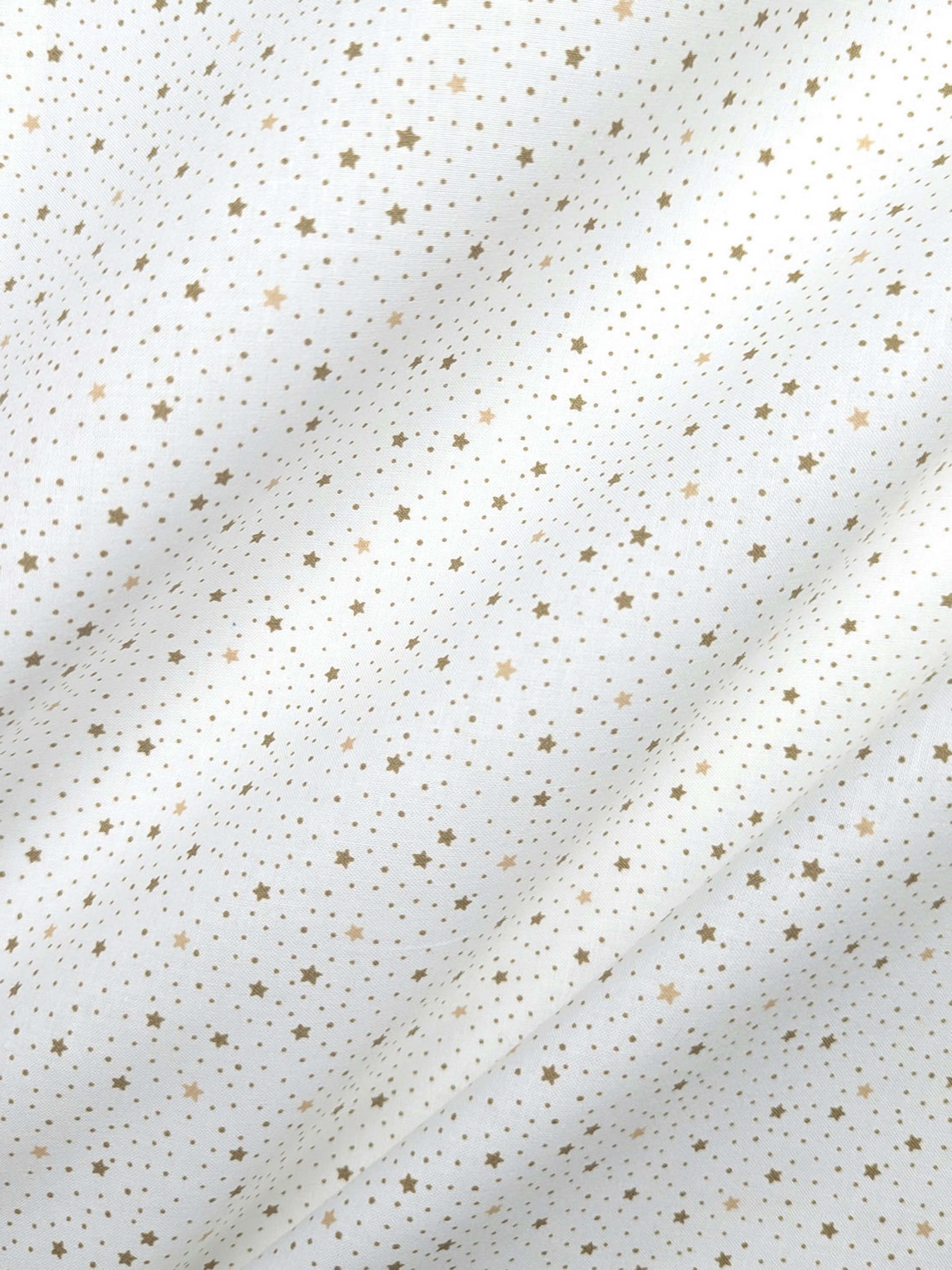 Простирадло на резинці ранфорс GOLDEN STARS Cosas модель StarsDotsBeigeWhite_120 Фото