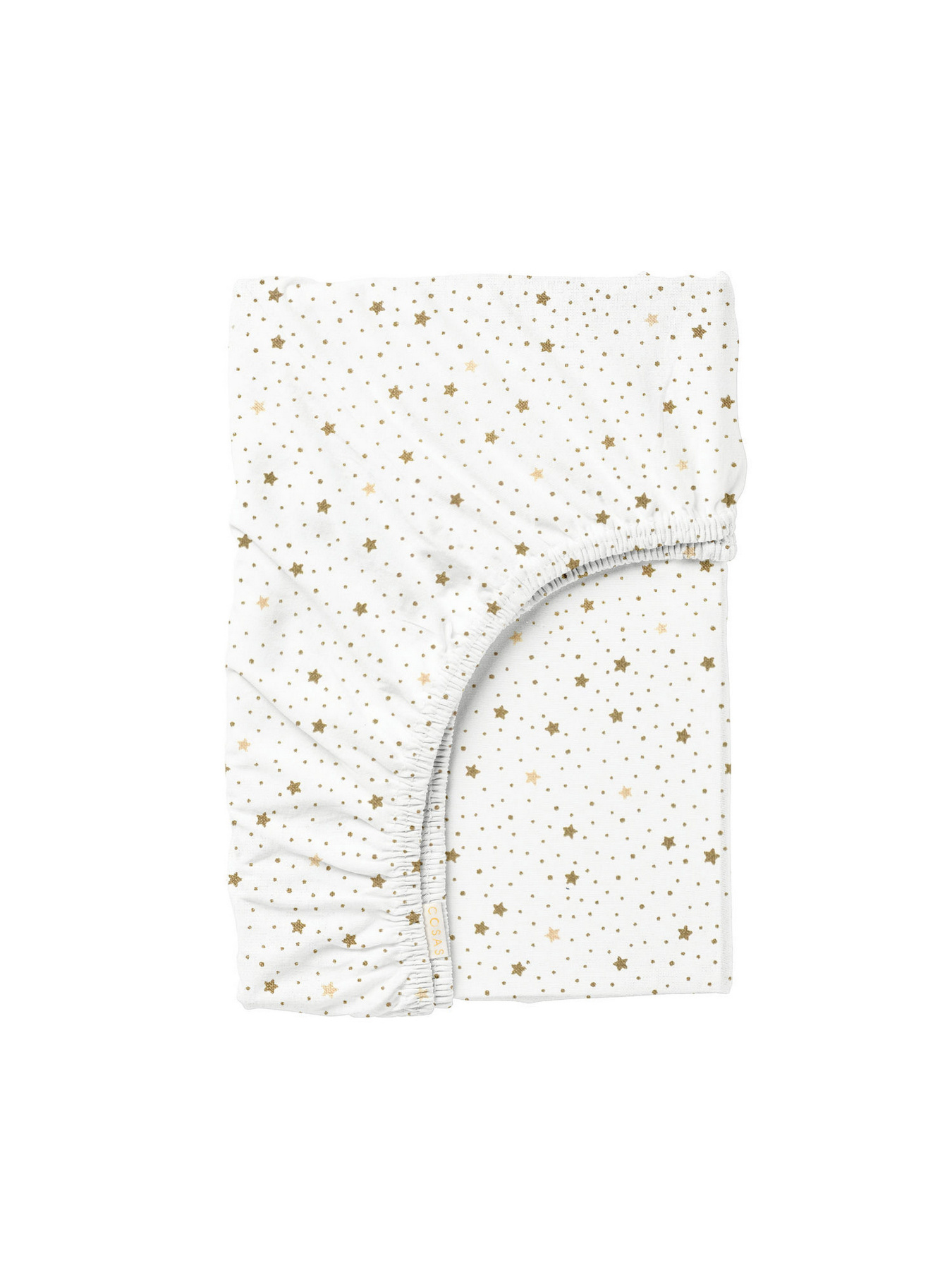 Простирадло на резинці ранфорс GOLDEN STARS Cosas модель StarsDotsBeigeWhite_120 Фото