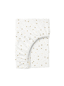 Простирадло на резинці ранфорс GOLDEN STARS Cosas модель StarsDotsBeigeWhite_120 Фото