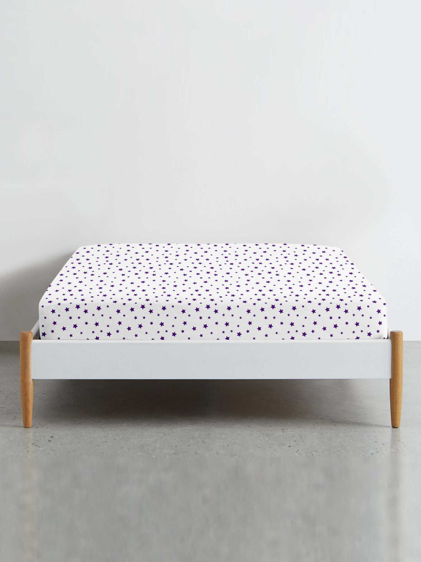 Простынь на резинке ранфорс PURPLE STARS Cosas модель StarVioletWhite-3011_120 Фото