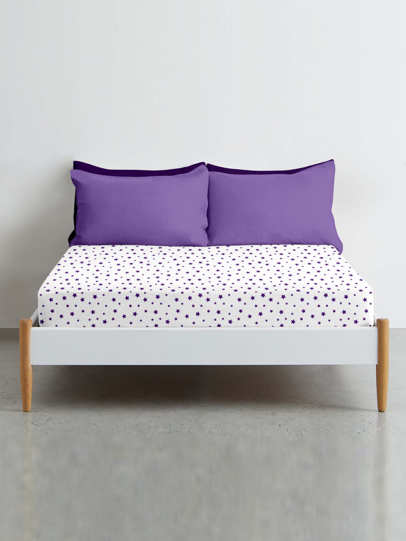 Простынь на резинке ранфорс PURPLE STARS Cosas модель StarVioletWhite-3011_120 Фото