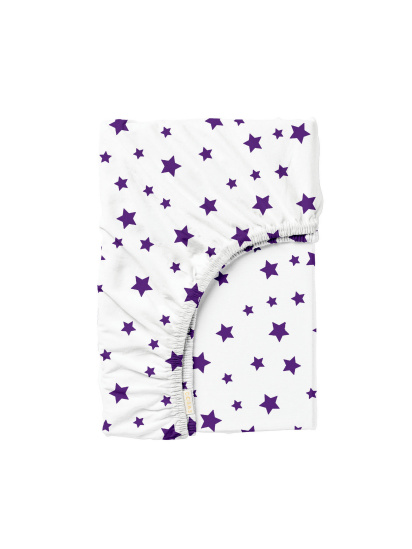 Cosas ­Простирадло на резинці ранфорс PURPLE STARS модель StarVioletWhite-3011_100x200x20 - фото