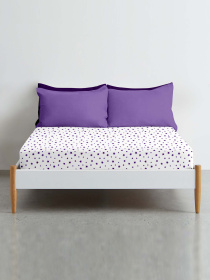 Простынь на резинке ранфорс PURPLE STARS Cosas модель StarVioletWhite-3011_120 Фото