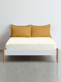 Простынь на резинке ранфорс YELLOW STARS Cosas модель StarYellowWhite-3054_120 Фото
