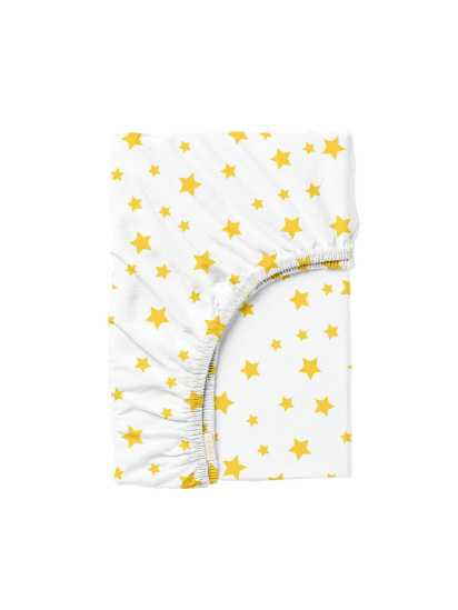 Cosas ­Простирадло на резинці ранфорс YELLOW STARS модель StarYellowWhite-3054_100x200x20 - фото