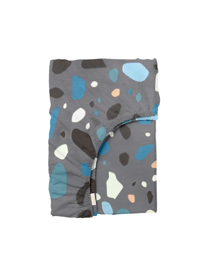 Cosas ­Простирадло на резинці ранфорс GEMSTONES модель StoneBlueBlackGrey_100x200x20 - фото