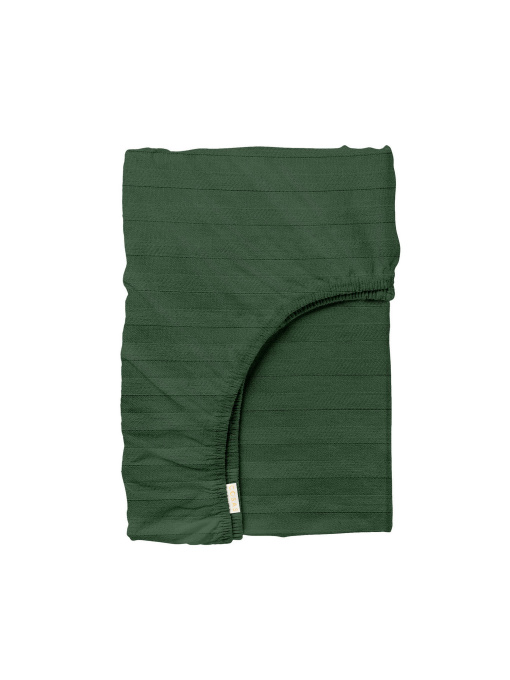 Простынь на резинке страйп сатин FOREST Cosas модель StrSatin_18Forest_60х120х12 Фото