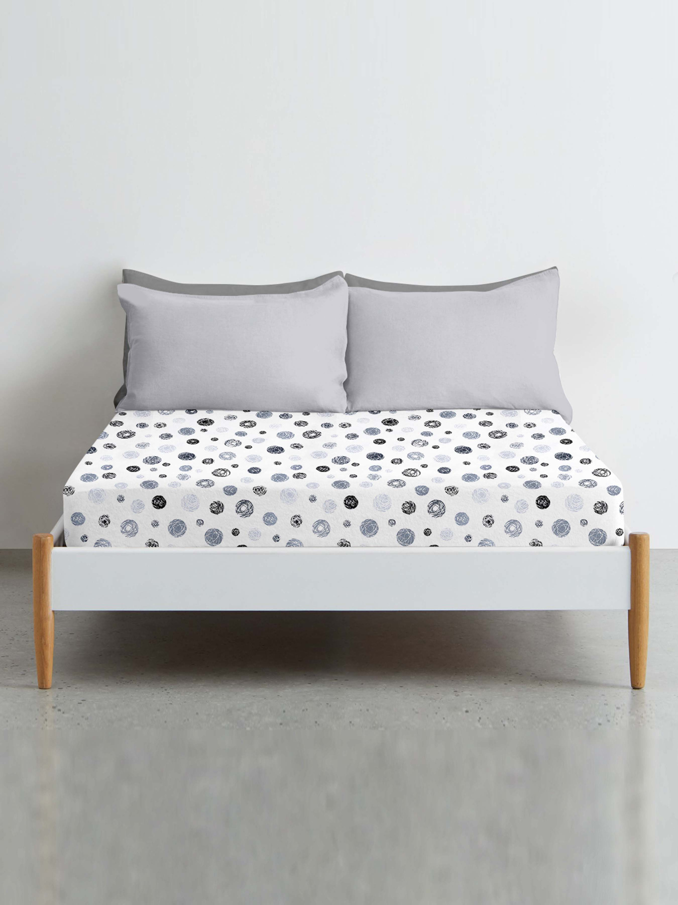 Простирадло на резинці ранфорс THREAD BALLS GREY Cosas модель ThreadBallsGrey_120 Фото