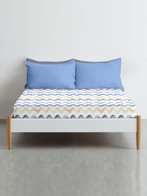 Простынь на резинке ранфорс WAVES Cosas модель WaveBlueBeige_120 Фото