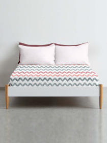 Простирадло на резинці ранфорс ROSE WAVE Cosas модель WaveGreyRose_120x200x20 Фото