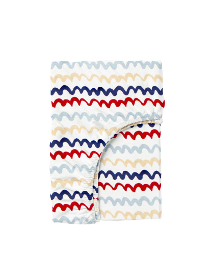Cosas ­Простирадло на резинці ранфорс WAVY LINES модель WavyLinesRedBlue_100x200x20 - фото